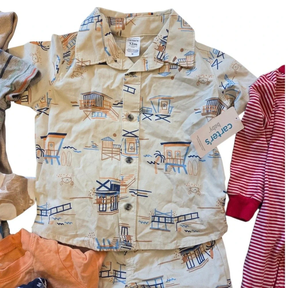 Baby Boy 12M Clothes Bundle 22 Pc Carters Ralph Lauren Cat & Jack Lot